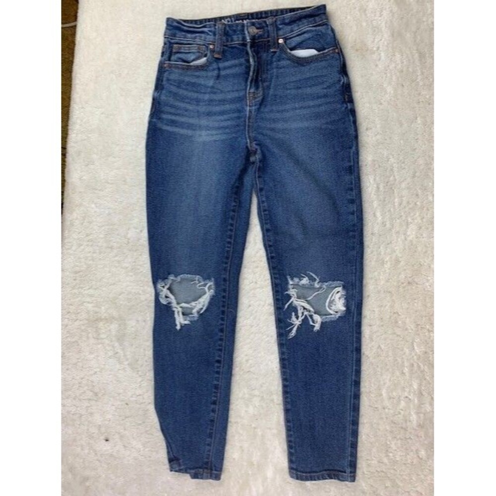 No Boundaries Size 1 Womens Jeans Distressed Mid Rise Medium Wash Skinny Leg